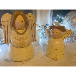 Set of Two Wooden Angels, Home Decor